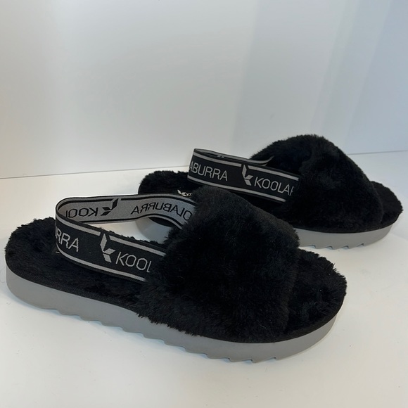 Koolaburra Shoes - KOOLABURRA  BY UGG BLACK FAUX FUR SLIPPERS SZ 8